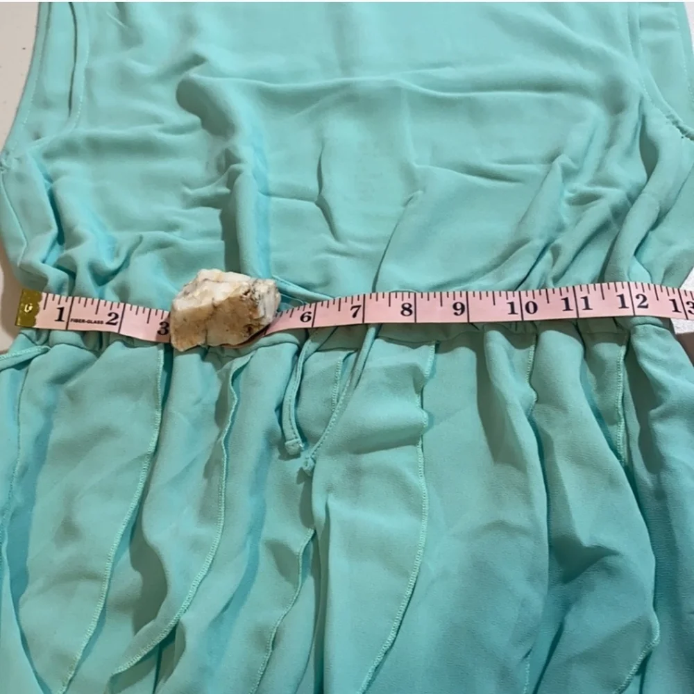 OASAP Flowy Ruffle Waterfall Dress Drawstring Waist Aqua Blue NWT Size M - Picture 10 of 11